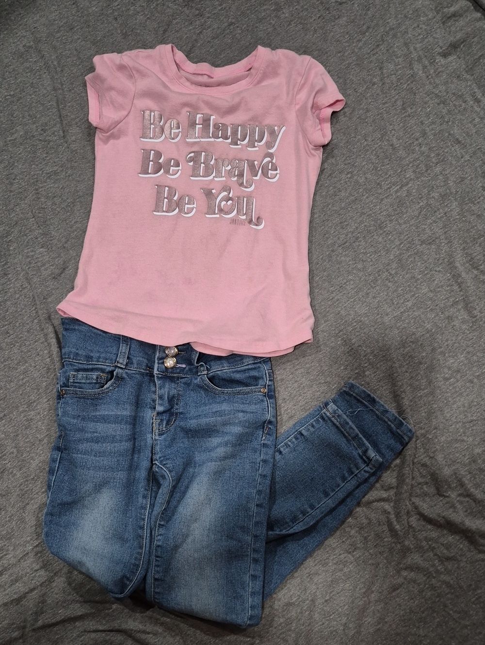 Justice Pink Short Sleeve Tee with Silver Foil Text